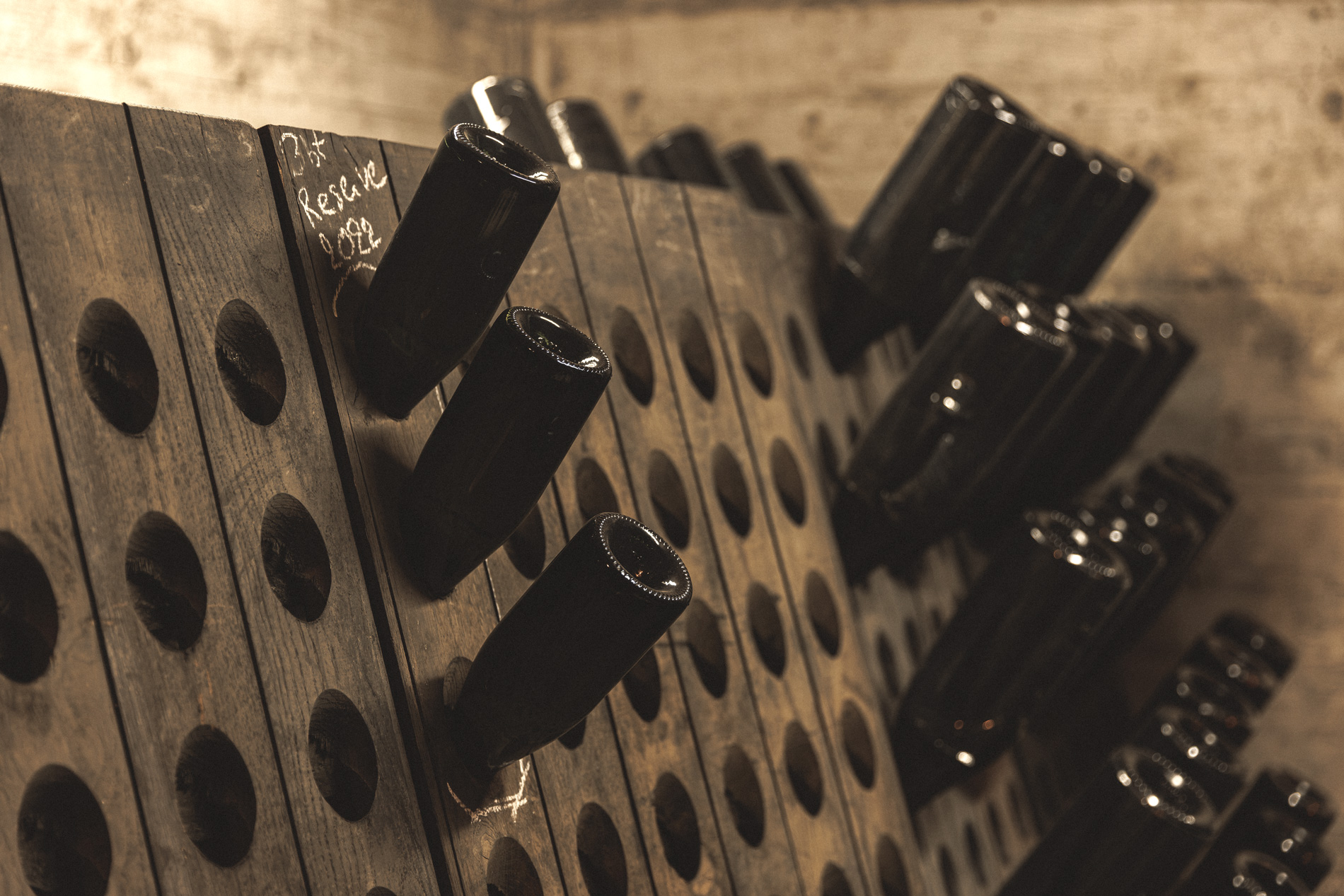 Champagne Treuffet bottles in the cellar